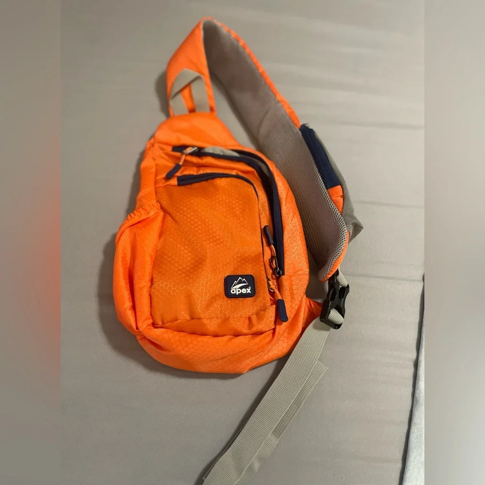 APEX 🥾🏔️Orange shoulder Crossbody bag Unisex small hiking Backpack Sporty Design